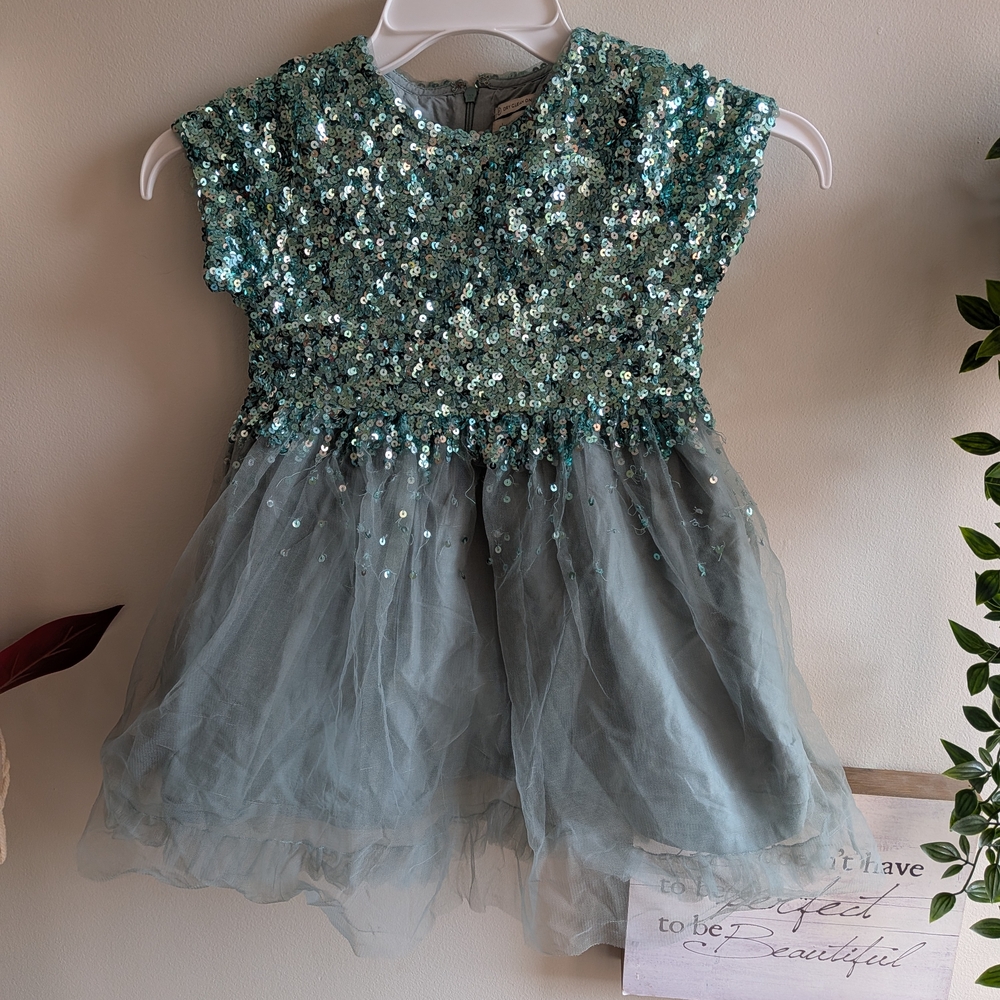 Sparkle Tulle Party Dress for Girls - Teal Green